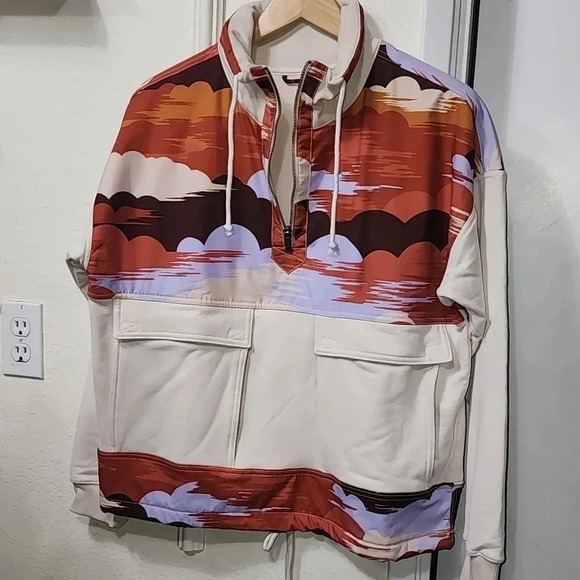 Free People Fp Movement Daybreak Sweater Half Zip Print Pullover NWOT - Size XS - Picture 3 of 6